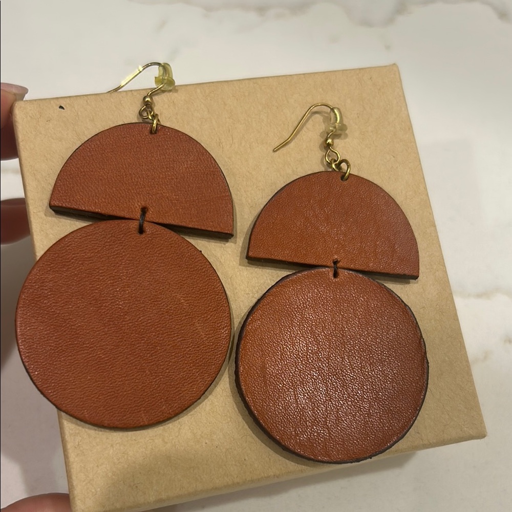 Noonday Collection Brown Leather Earrings
